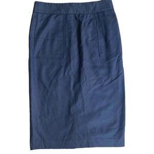 Zara Basic Women’s Sz Small Straight Pencil Skirt Navy Blue Lined Back Zip Slit